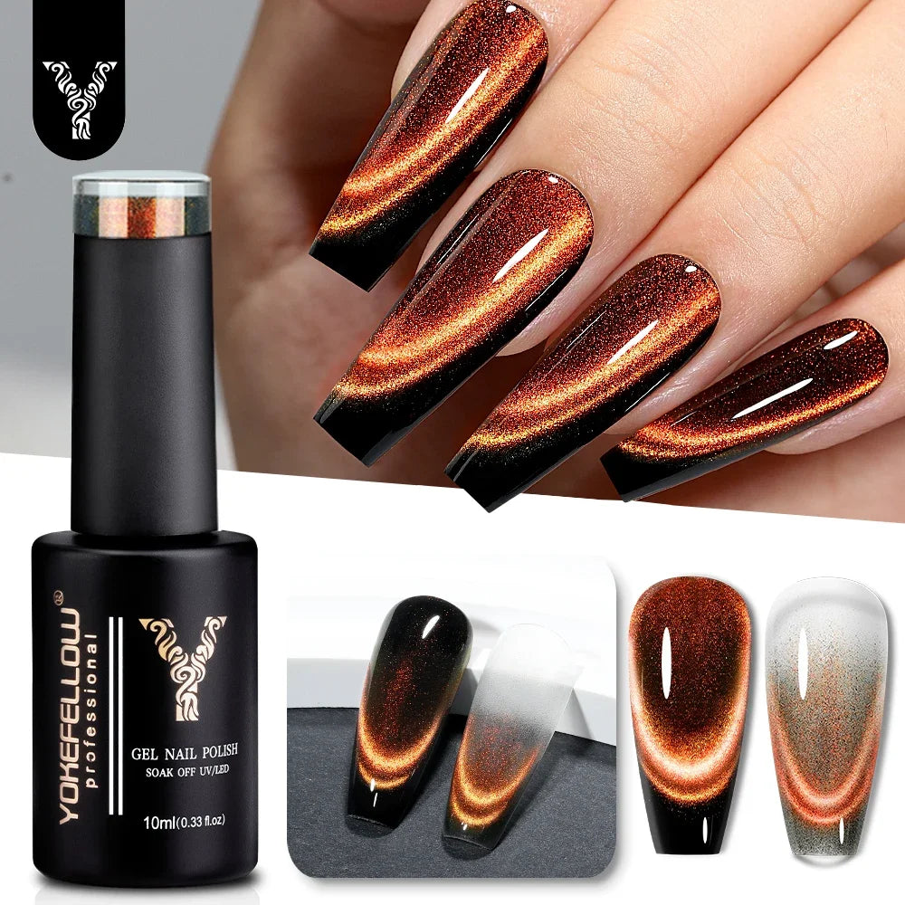 YOKEFELLOW 2024 New Dreamland Cat Eye Gel Nail Polish 10ml Dual Gloss Dreamland Color Soak Off Cat Magnetic UV Gel Varnish DIY