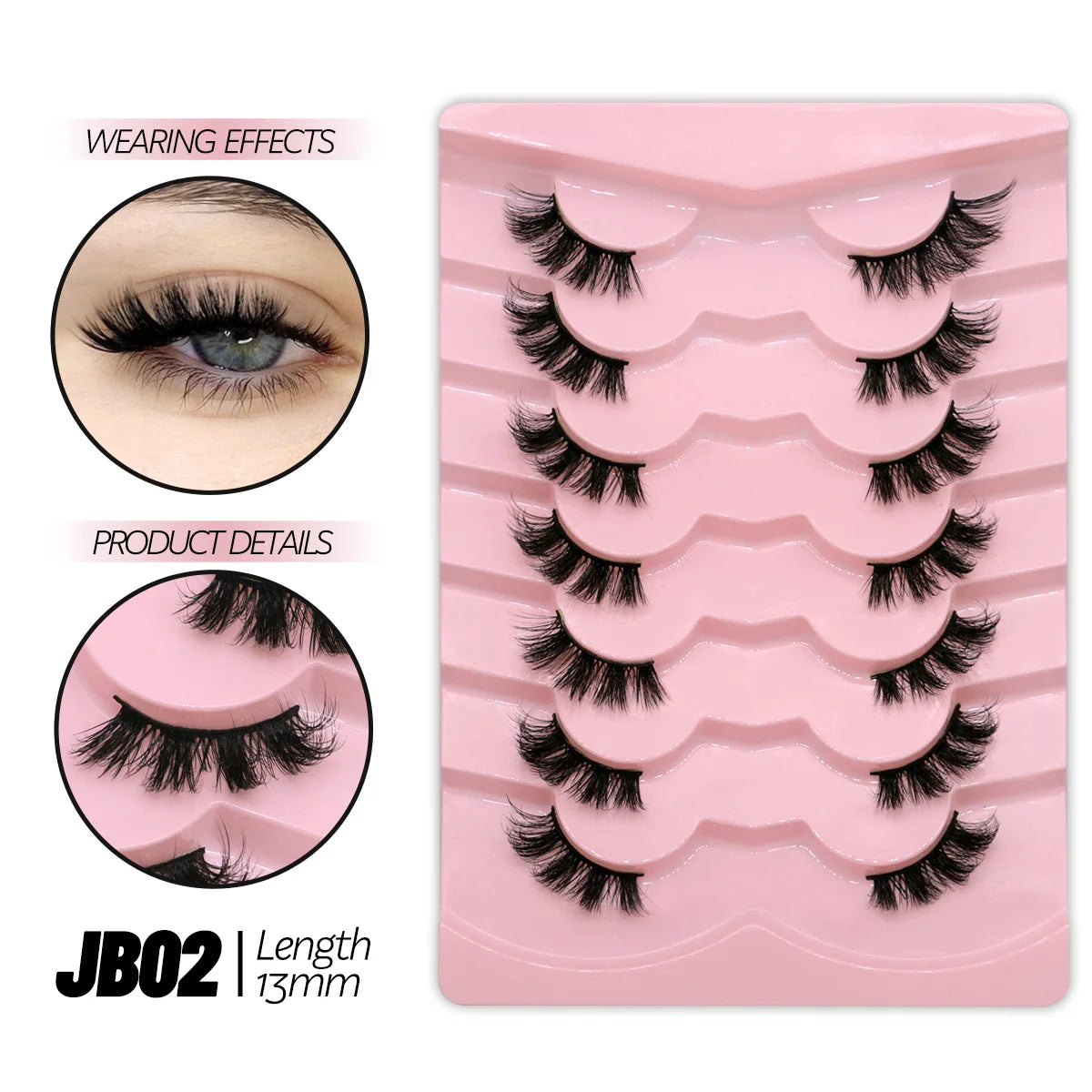 GROINNEYA Half Eyelashes Natural Cat Eye Lashes Soft Wispy Clear Band Lashes With Winged Ends For Extended Eye Look Makeup