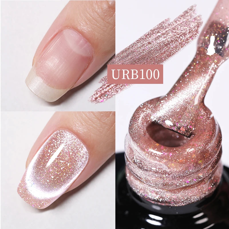 UR SUGAR 7ml Crystal Nude Rubber Base Gel Milky White Pink Gold Glitter Semi Permanent Soak Off UV LED Nail Art Construction Gel