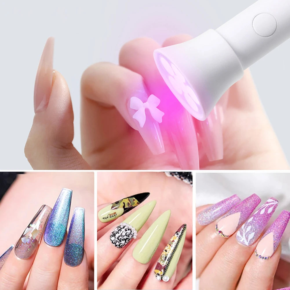 Portable Nail Dryer Lamp UV LED Nail Light Timing Cordless Nail Lamp 6 LEDs UV Gel Light Quick Dry for Home Nail Salon