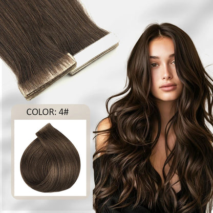 K.S WIGS Tape in Hair Extensions Straight Natural Remy Virgin Seamless Human Hair Extensions for Women Tape in Hair Extensions