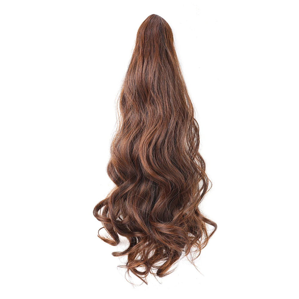 Claw Clip in Hair Extension 18 Inch Long Curly Wavy Ponytail Extension Natural Soft Mini Jaw Claw Synthetic Hairpiece for Women