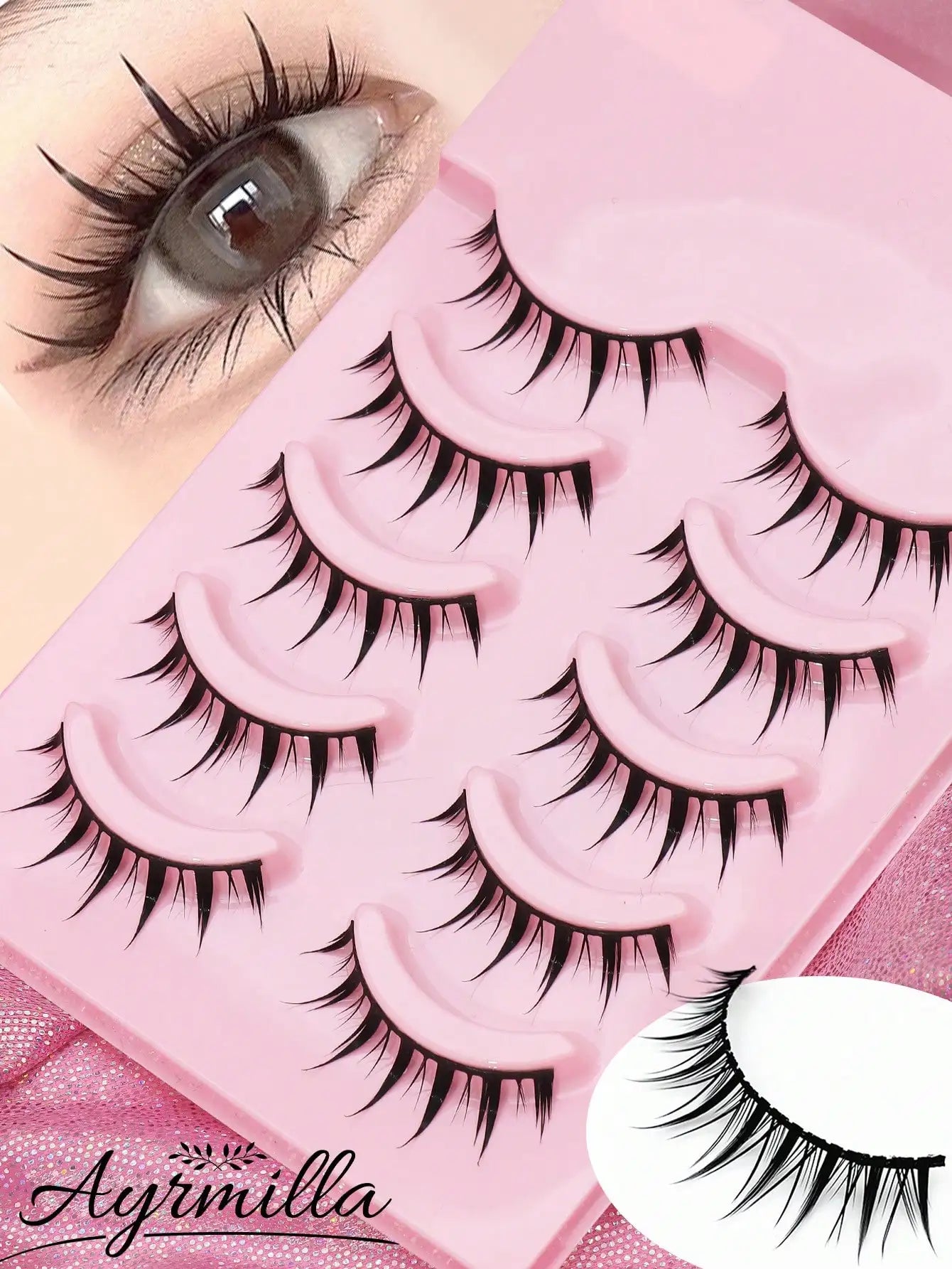 5 Pairs Cat Eye Lashes Faux Mink Eyelashes Winged End Eye Elongated Eyelashes Natural long Manga Lashes Fake Lashes Makeup