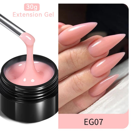 BORN PRETTY 30ml Glitter Pink Hard Jelly Nail Extension Gel Nail Polish Milky White Clear Color Soak Off UV Construction Gel