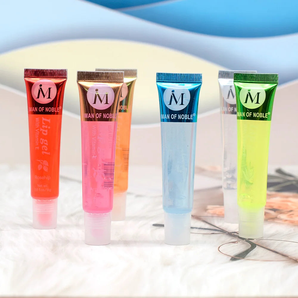 6Pcs Fruity Flavor Watery Glossy Lip Gloss Set Clear Lip Gel Hydrating Moisturizing Lip Gloss Women Lips Makeup Wholesale