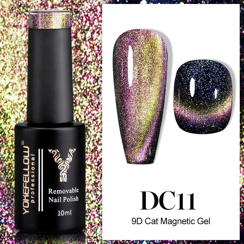 YOKEFELLOW 2024 New Dreamland Cat Eye Gel Nail Polish 10ml Dual Gloss Dreamland Color Soak Off Cat Magnetic UV Gel Varnish DIY