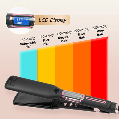 TQ-H1 Professional Hair Straightener Ceramic Digital LCD Display Instant Heating Curling Iron Hair Curler Adjustable Temperature