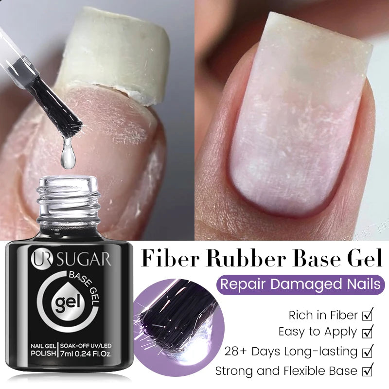 UR SUGAR 7ml Nude Crystal Rubber Base Gel Natural Color Semi Permanent Soak off UV LED Gel Nail Art Varnish