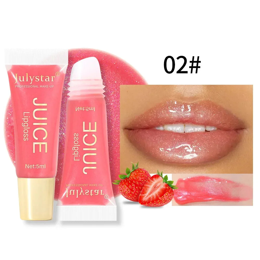 Nude Brown Plumping Lip Gloss Moisturising Fruit Lip Oil Transparent Fullness Lips Tint Soft Tube Makeup Applicator Beauty Care