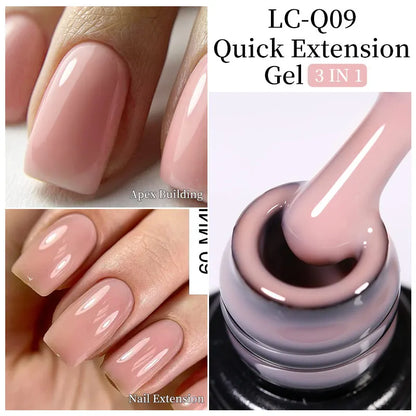 LILYCUTE 7ML Pink Glitter Quick Extension Gel Nail Polish Pink Gold Foils Effect Vernis Semi Permanent UV Gel Nail Art Hard Gel