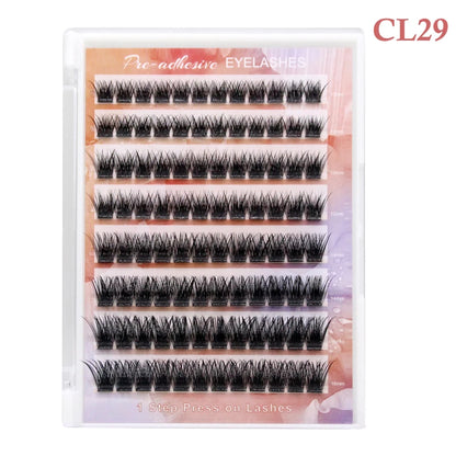 FAIRYTIS Self Adhesive Eyelashes 96 PCS Pre-Glued Cluster Lashes No Glue No Remover 10-16mm C Curl 1 Step DIY Lash Save Time