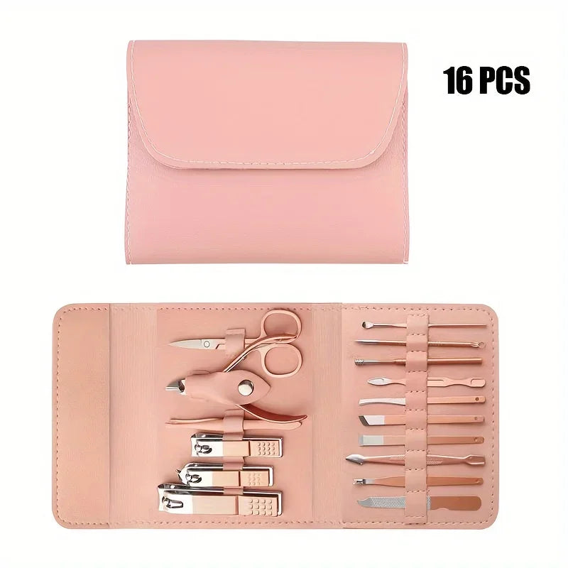 16pcs Professional Nail Clippers and Cuticle Nippers Set with Travel Case Manicure Set Pedicure Sets Nail Clippers