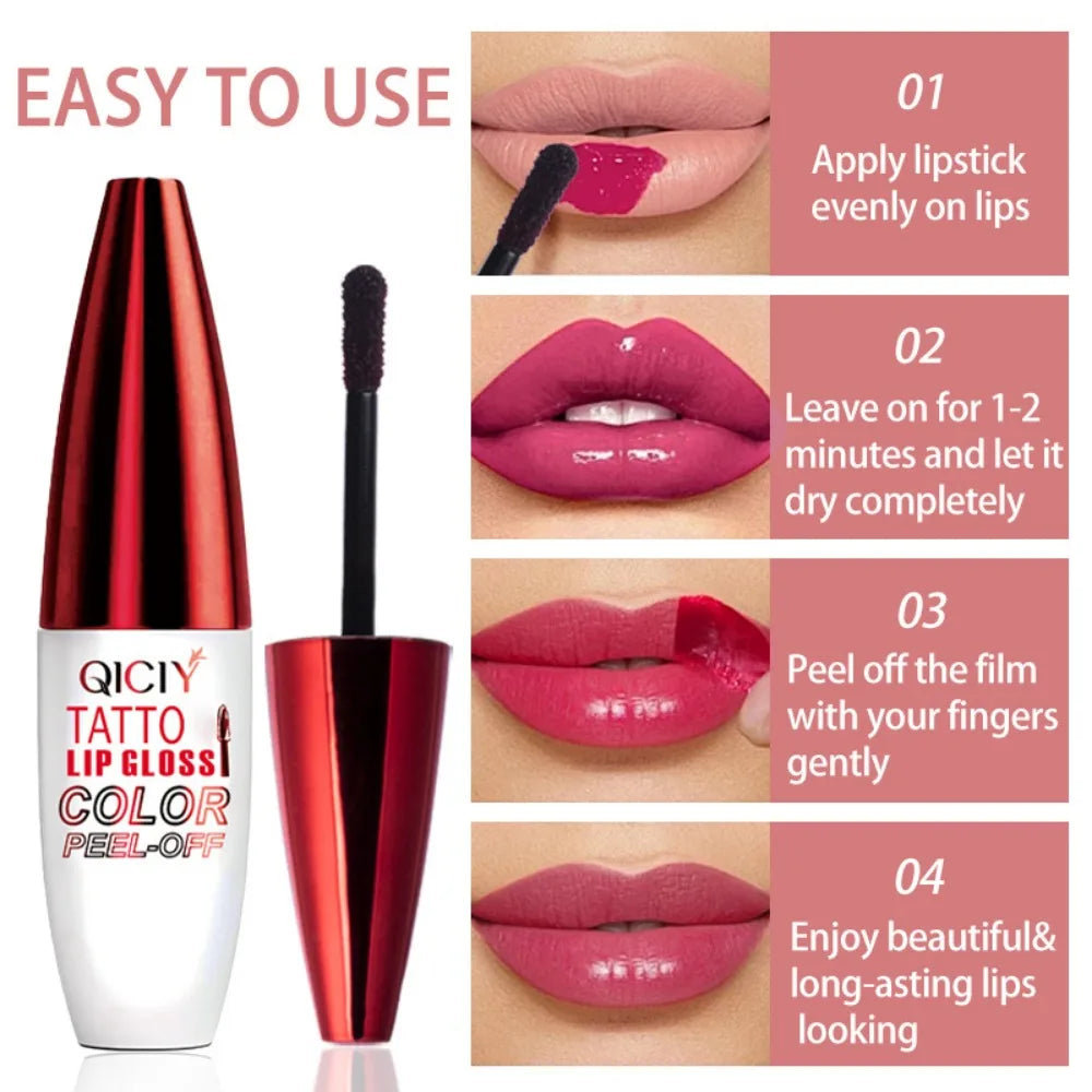 4 Color Liquid Peel-off Lip Gloss Waterproof Long-lasting Matte Lipstick Non-stick Cup Makeup Moisturizing Lip Tattoo Pigment