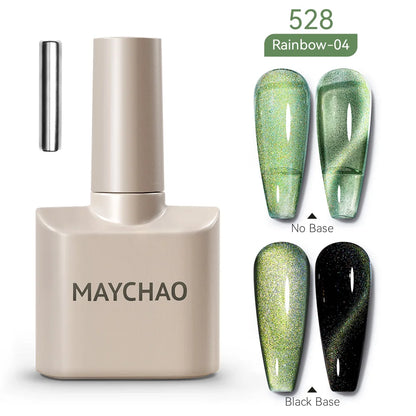 MAYCHAO 5ml Cat Eye Magnetic Gel Nail Polish Shiny Glitter Gel Lacquer Semi Permanent Soak Off UV LED Varnish Manicure Nail Art