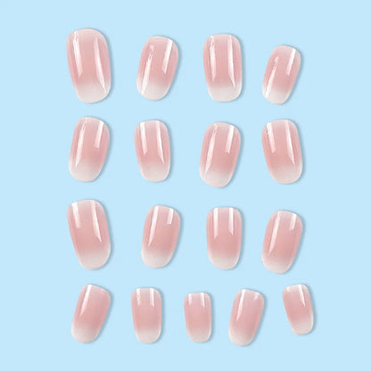 24Pcs Oval Short Pink Press on Nails Simple Ombre Spring False Nail for Sweet Sassy Cool Women&Girl Removable Wearable Nail Art