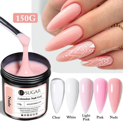 UR SUGAR 150g Quick Extension Gel  Pink Jelly Milky White Camouflage Finger French Hard Gel UV LED Gel Nail Art Design Manicure