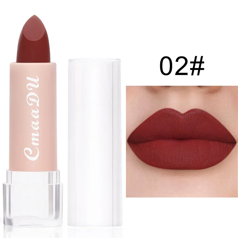 1PC Matte Nude Lipstick Waterproof Long Lasting Non-stick Cup Sexy Red Pink Velvet Lipsticks Women Makeup Cosmetic 15 Colors