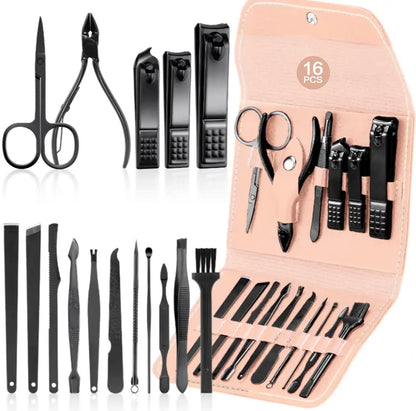 4/16 pcs Manicure Set Pedicure Sets Nail Clippers High-quality Steel Professional Nail Cutters Tools with Travel Case Kit Home C