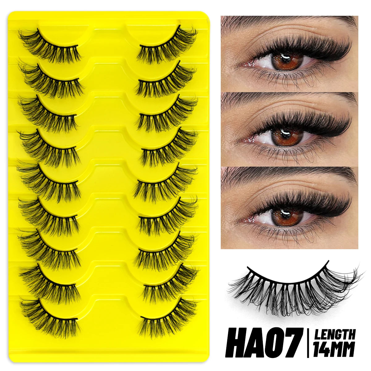 GROINNEYA Half Fake Eyelashes Half Lashes Soft Natural Cat Eye Lashes Natural Look nvisible Band Eyeashe Fluffy Eyelashes