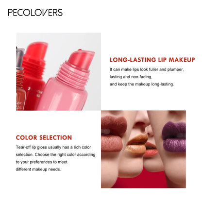 6-color Liquid Peel-off Lip Gloss Waterproof Long-lasting Peel-off Lip Gloss Non-stick Cup Makeup Moisturizing Makeup for Women