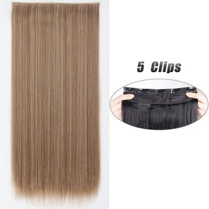 Synthetic 5 Clip In Hair Extensions Long Straight Hairstyle Hairpiece Black Brown Blonde 80CM Natural Fake Hair For Women