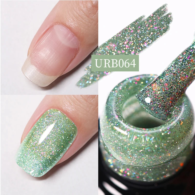 UR SUGAR 7ml Crystal Nude Rubber Base Gel Milky White Pink Gold Glitter Semi Permanent Soak Off UV LED Nail Art Construction Gel