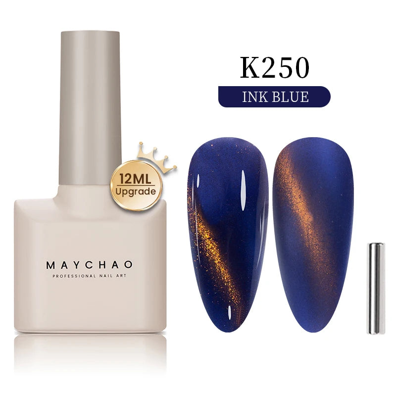 MAYCHAO 5ml Cat Eye Magnetic Gel Nail Polish Shiny Glitter Gel Lacquer Semi Permanent Soak Off UV LED Varnish Manicure Nail Art