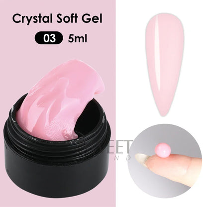 5ml Crystal Soft Solid Extension Nail Gel Clear Nude Pink Acrylic Carving Flower Jelly Shaping DIY Model Manicure Varnish Tools