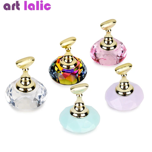 Magnetic Nail Display Stand Holder, 5 Tips Practice Training Tips, Crystal Base Nail Art Display Stand