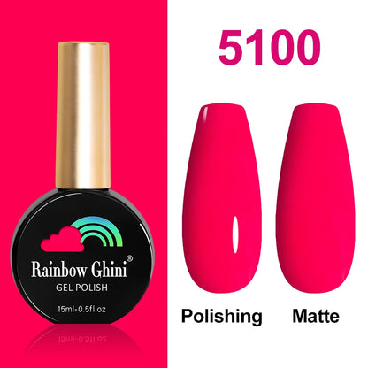 Rainbow Ghini 15ml Glitter Dark Red Gel Nail Polish Semi-Permanent Varnish UV Pale Red Nail Gel Art Supplies for Professionals