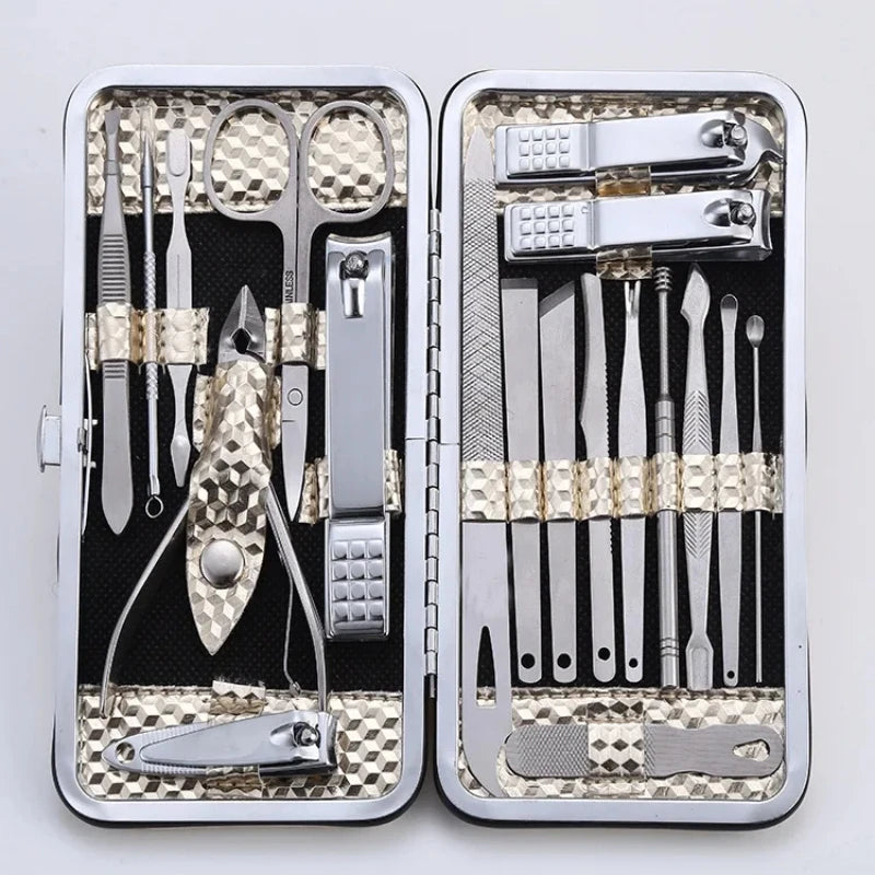 7/8/9/19Pcs Nail Clipper Set Manicure Cutters Stainless Steel File Pedicure Scissors Household Trimming Kit Pedicure Tools