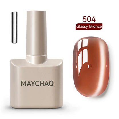 MAYCHAO 5ml Cat Eye Magnetic Gel Nail Polish Shiny Glitter Gel Lacquer Semi Permanent Soak Off UV LED Varnish Manicure Nail Art