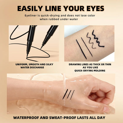 QIBEST Black Liquid Eyeliners Waterproof Long Lasting Sweatproof Quickily Drying Eyeliners Pencil Eyes Cosmetics Make up Tools