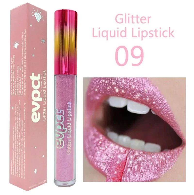 Waterproof Diamond Shimmer Glitter Lip Gloss 15 Colors Matte Glitter Liquid Lipstick Diamond Pearl Colour Lip Gloss Sexy Make Up