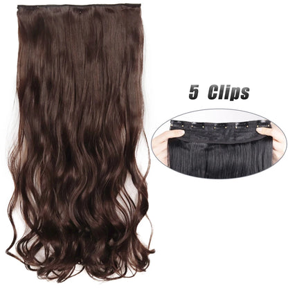 Synthetic 5 Clip In Hair Extensions Long Straight Hairstyle Hairpiece Black Brown Blonde 80CM Natural Fake Hair For Women