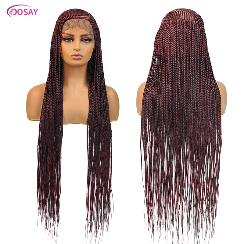 36" Cornrow Box Braided Wigs 613 Blonde Synthetic Wig for Women High Quality Side Part Braided Full Lace Front Wig Faux Locs Wig