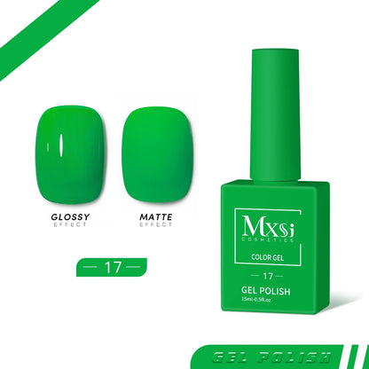 Mxsi 15ml Gel Nail Polish Neon Brown Royal Blue Red Green Pastal Nude Nail Art Varnish Gel Lacquer Top Coat UV Gel Nail Not Set