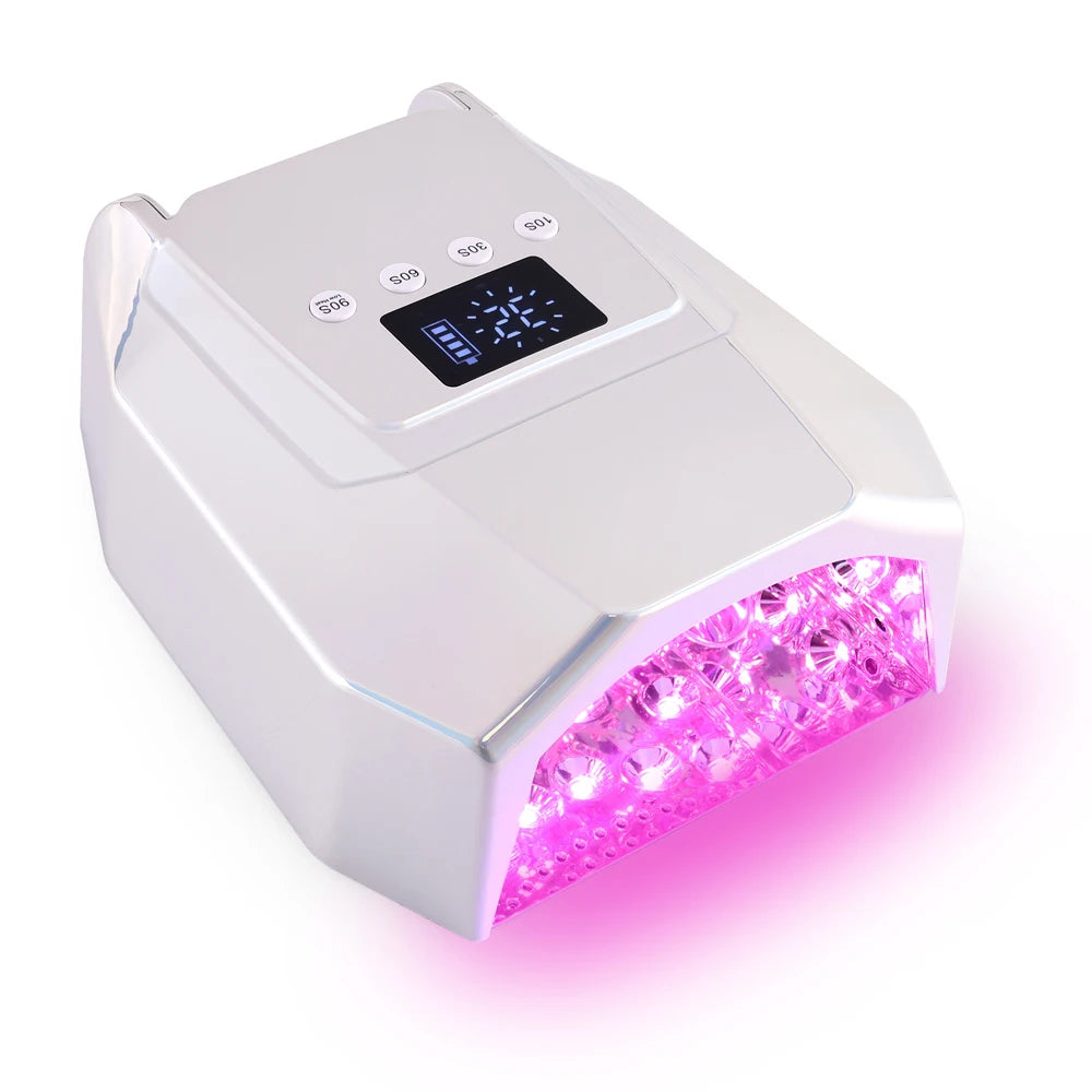 Pro 98W Nail Lamp Cordless Rechargeable UV LED Nail Dryer for Curing Gel Polish Powerful Pink Light Nail Lamp Machine