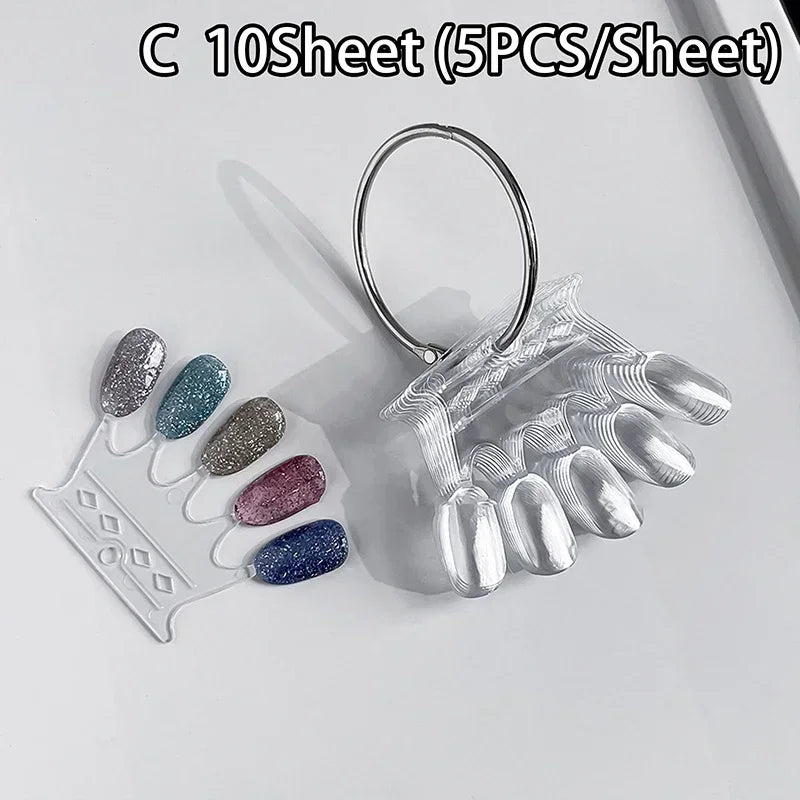 Nail Swatches Color Card Display Chart Gel Polish Template Nail Art Tips Sample Stand Nail Polish Practice Acrylic Palette