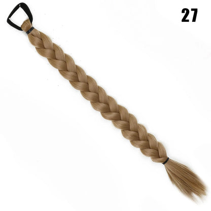 Synthetic Long Twist Braid Ponytail Extensions With Rubber Band 24 Inch Boxing Braided Hair Extensions For Women Daily Use