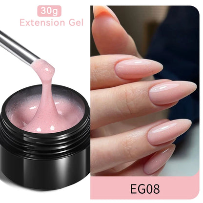 BORN PRETTY 30ml Glitter Pink Hard Jelly Nail Extension Gel Nail Polish Milky White Clear Color Soak Off UV Construction Gel