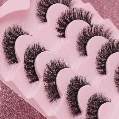 5 Pairs Cat Eye Lashes Faux Mink Eyelashes Winged End Eye Elongated Eyelashes Natural long Manga Lashes Fake Lashes Makeup