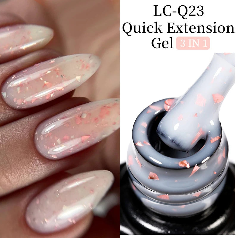 LILYCUTE 7ML Pink Glitter Quick Extension Gel Nail Polish Pink Gold Foils Effect Vernis Semi Permanent UV Gel Nail Art Hard Gel