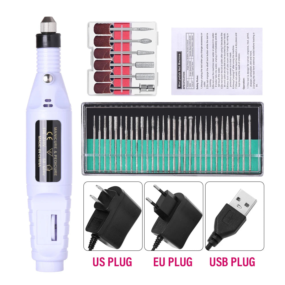 Portable Professional Electric Nail Drill Machine Manicure Tools Pedicure Drill Set Family Nail File Nail Drill Equipment