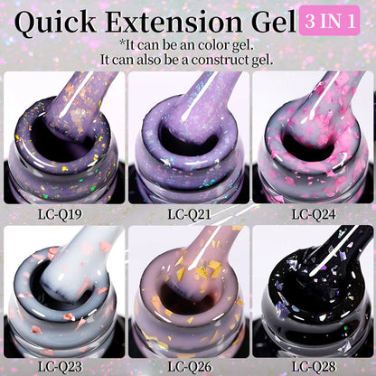 LILYCUTE 7ML Pink Glitter Quick Extension Gel Nail Polish Pink Gold Foils Effect Vernis Semi Permanent UV Gel Nail Art Hard Gel