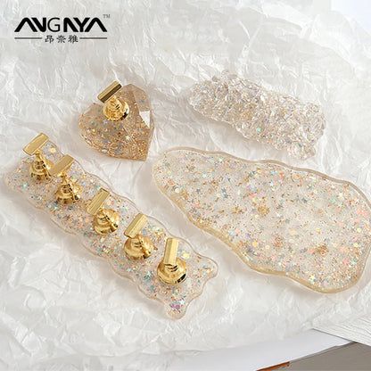 Gold Foil Nail Stand For Tips Star Sequin Nail Display With Base Nail Organizer Showing Shelves Pen Holder Nail Art Manicure Set