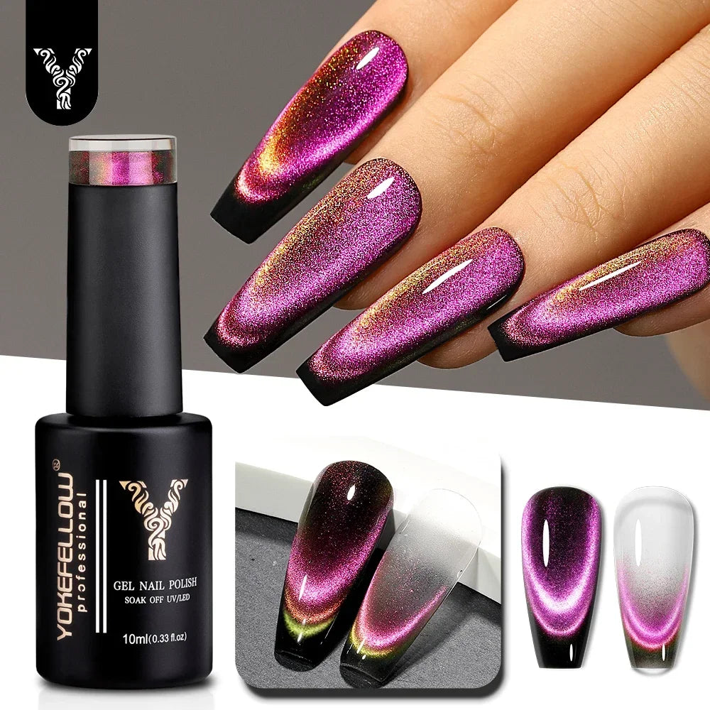 YOKEFELLOW 2024 New Dreamland Cat Eye Gel Nail Polish 10ml Dual Gloss Dreamland Color Soak Off Cat Magnetic UV Gel Varnish DIY