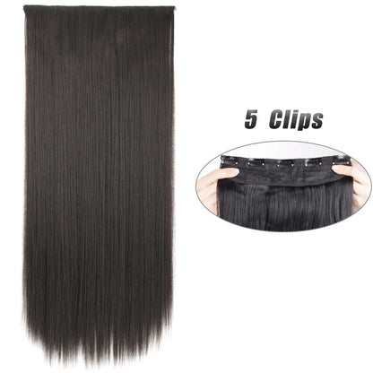 Synthetic 5 Clip In Hair Extensions Long Straight Hairstyle Hairpiece Black Brown Blonde 80CM Natural Fake Hair For Women