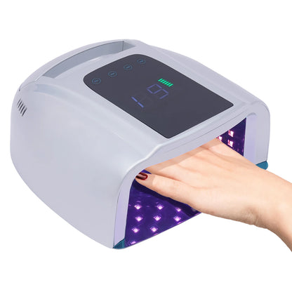 Professional Rechargeable 96W Nail Lamp Portable Cordless with Removable Stainless Steel Bottom 4 Timer Setting Nail Dryer