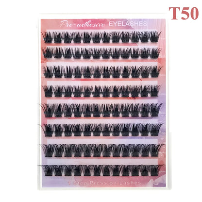 FAIRYTIS Self Adhesive Eyelashes 96 PCS Pre-Glued Cluster Lashes No Glue No Remover 10-16mm C Curl 1 Step DIY Lash Save Time